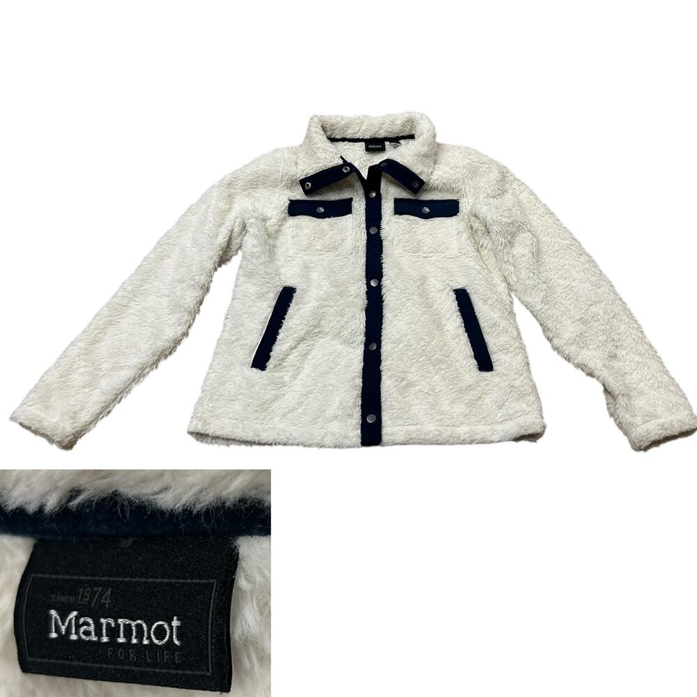 Marmot White Fuzzy Fleece Snap Jacket Soft Sherpa / Women’s Medium –